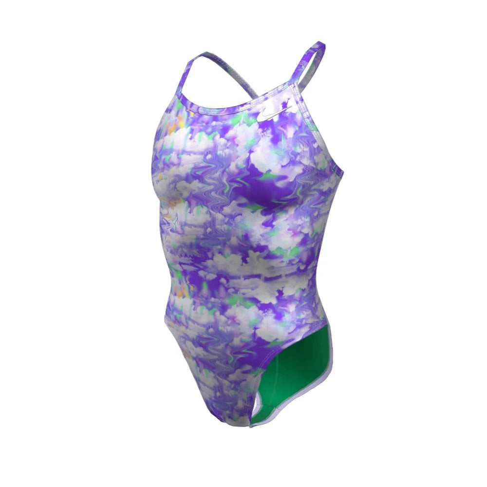 Nike Swim Women's Hydrastrong Multi Print Racerback One Piece purple