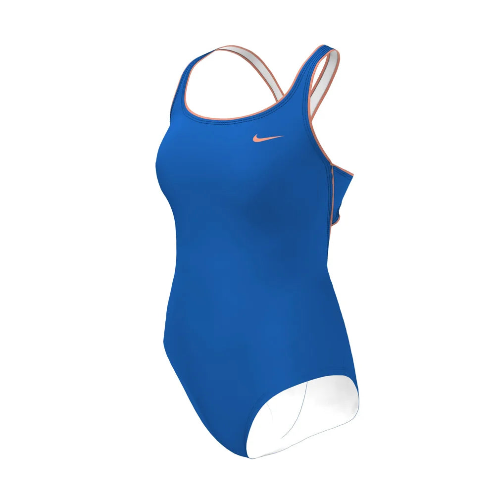 Nike Swim Women's Powerback One Piece Blue Color.