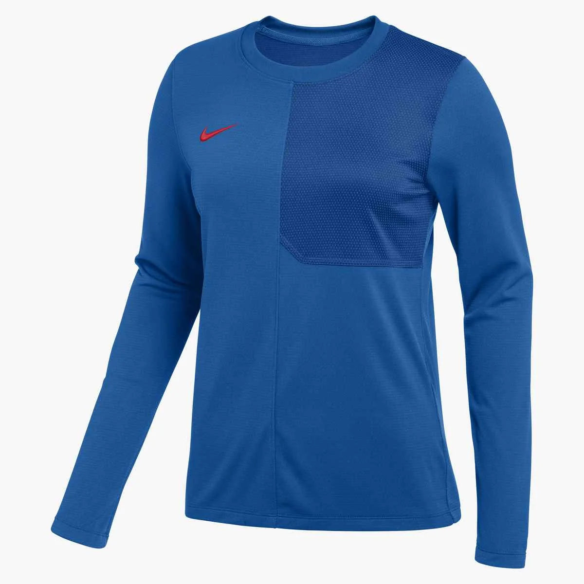 Nike Women's Dri-FIT Long-Sleeve UV Coach Top Blue Color.