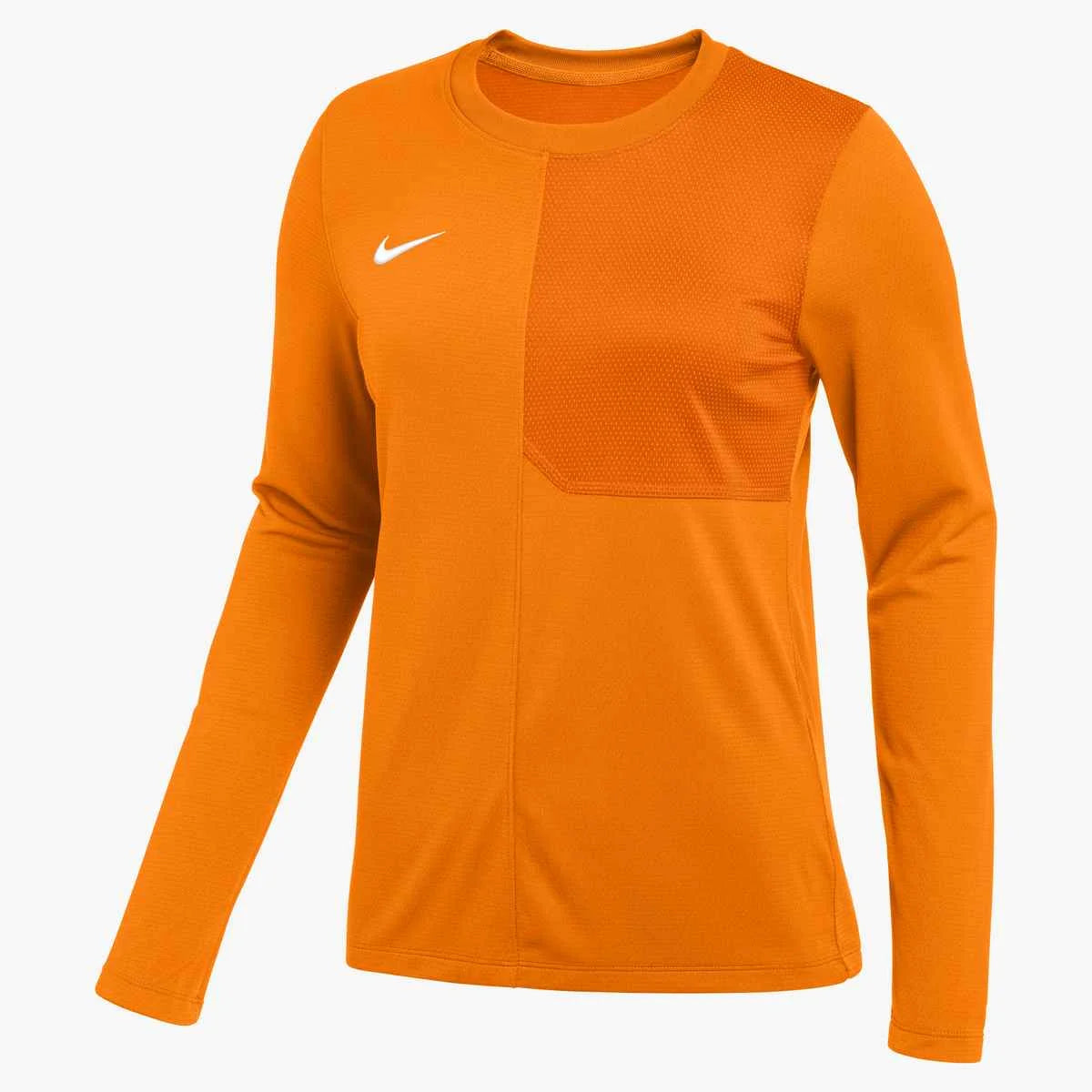 Nike Women's Dri-FIT Long-Sleeve UV Coach Top Orange Color.