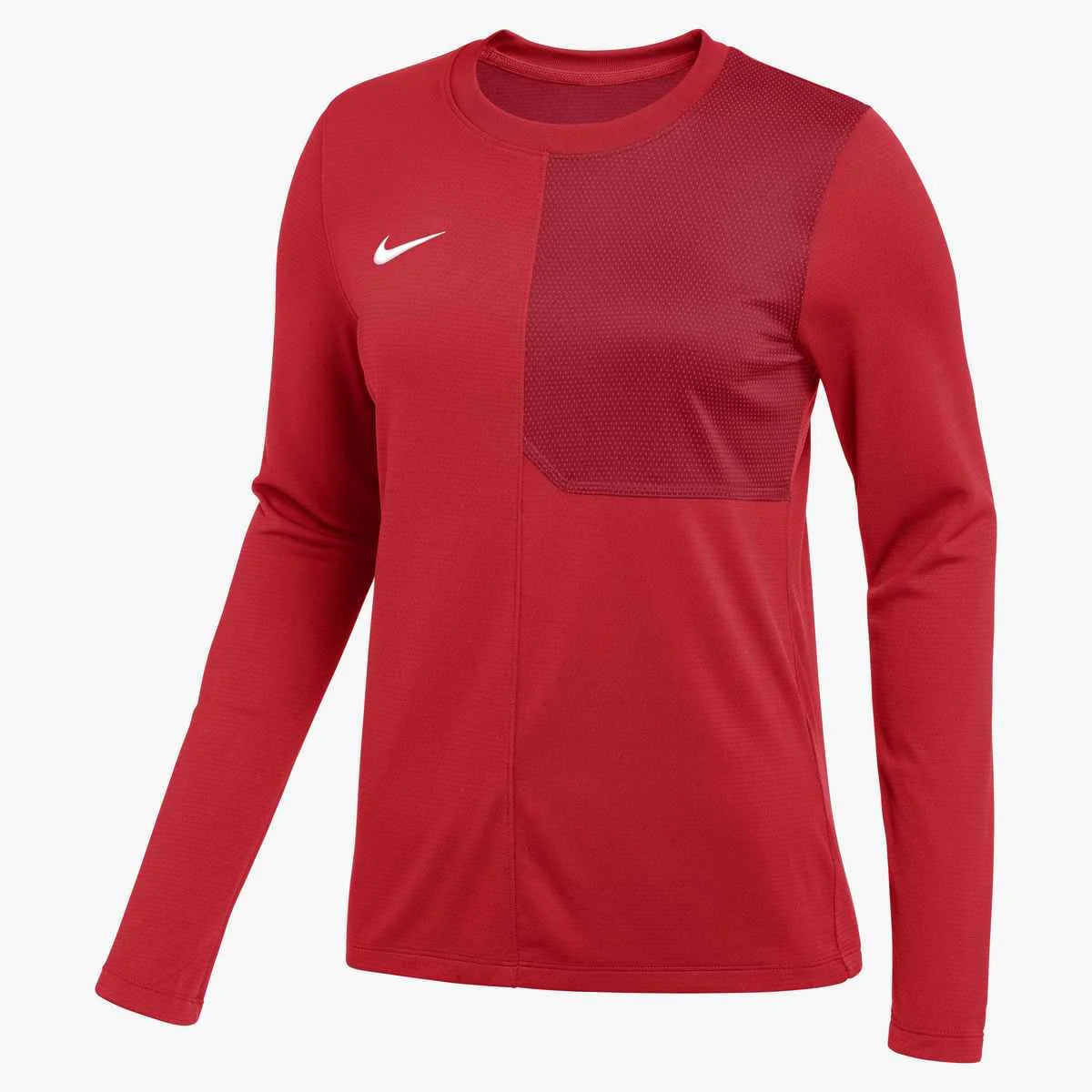 Nike Women's Dri-FIT Long-Sleeve UV Coach Top Red Color.