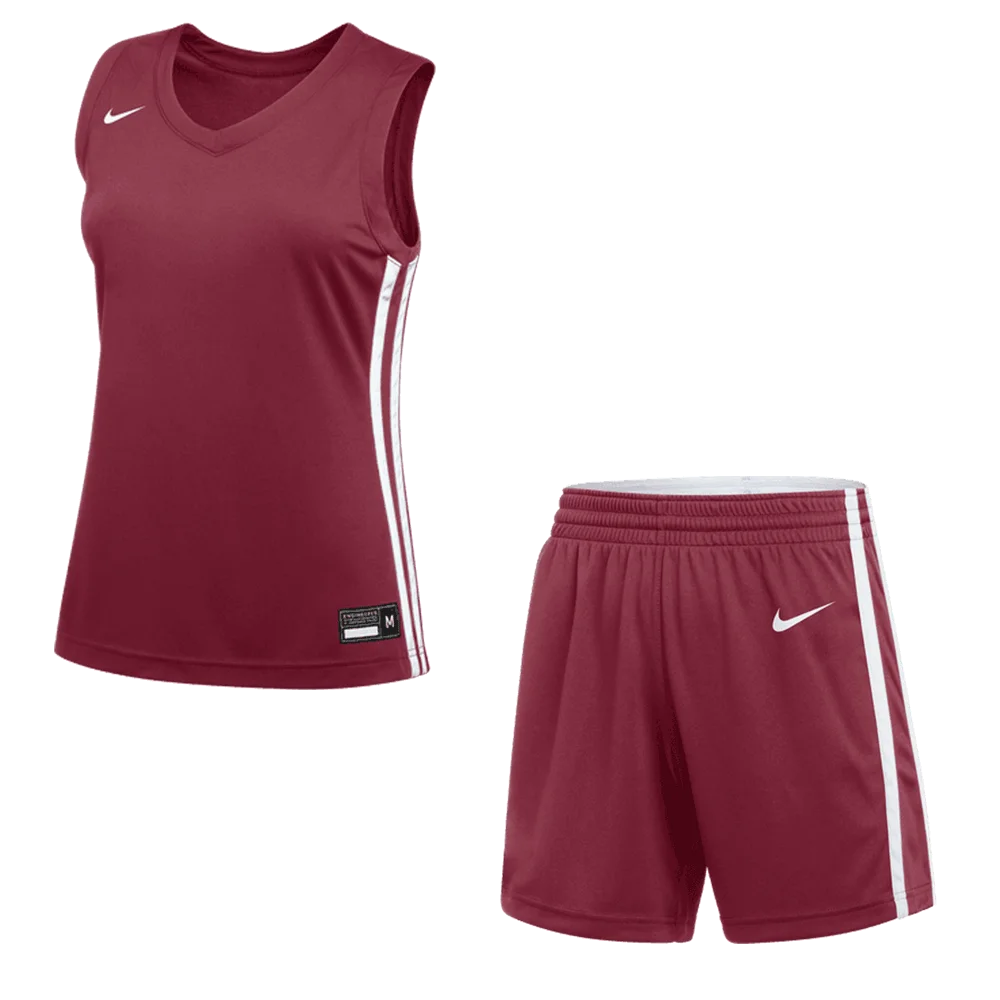Nike Women's Dri-Fit Stock Overtime Set - Jersey and Short (Standard Fit)  Pair Maroon Color Front View