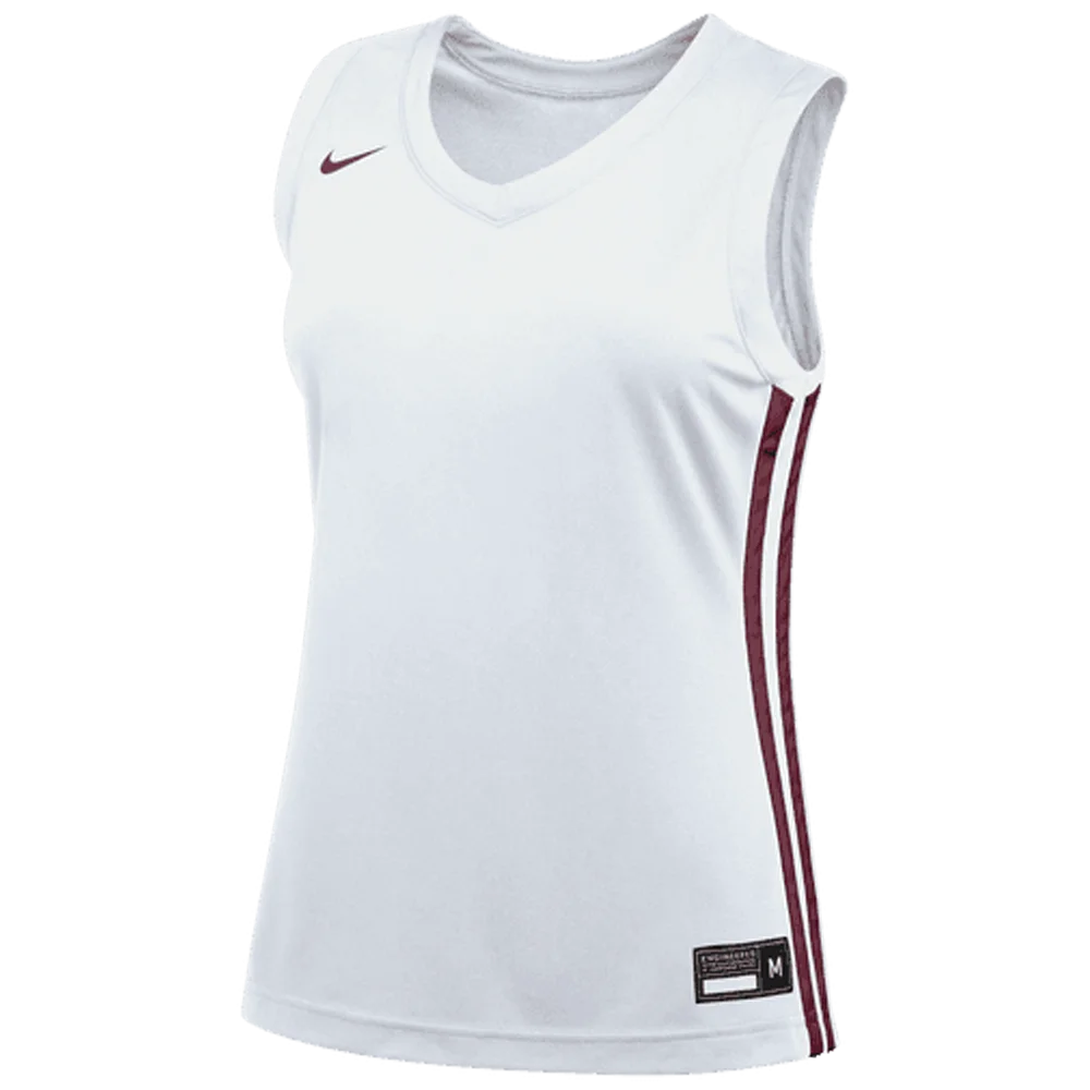 Nike Women's Dri-Fit Stock Overtime Set - Jersey and Short (Standard Fit)  White/Maroon Color Front View