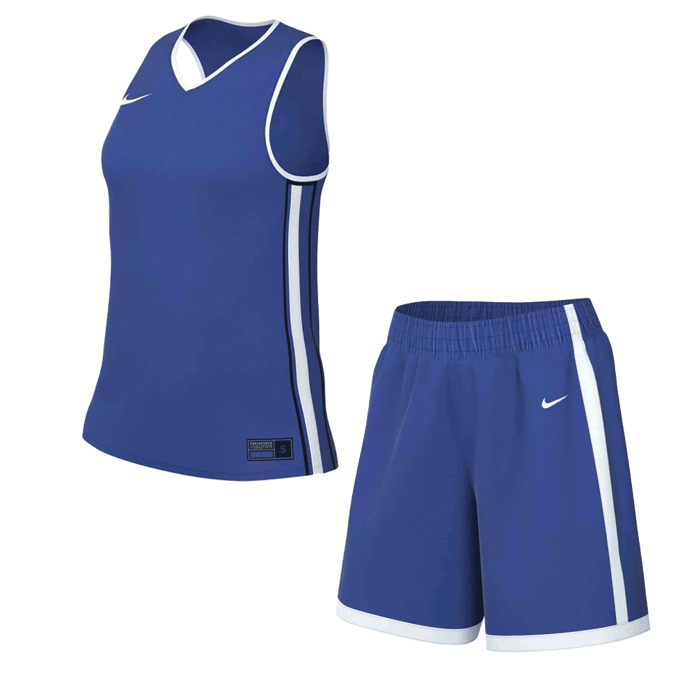 Nike Women's Elite Basketball Set - Jersey and Shorts Pair Blue Color Front view