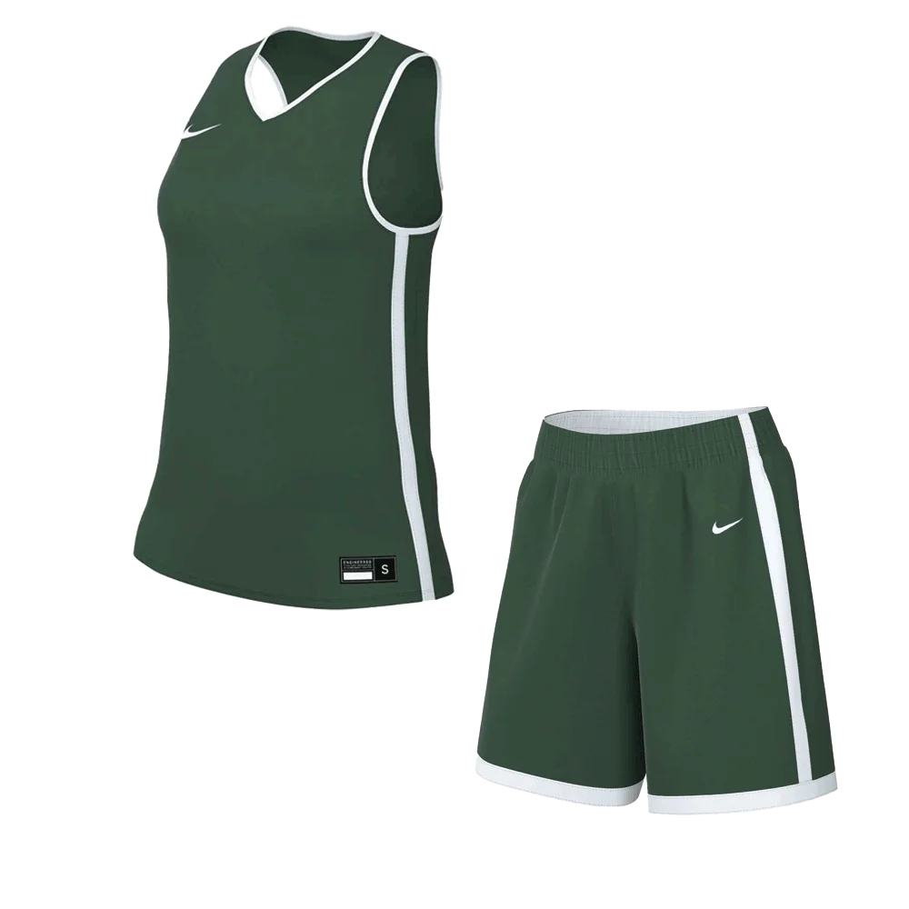 Nike Women's Elite Basketball Set - Jersey and Shorts Pair Green Color Front view