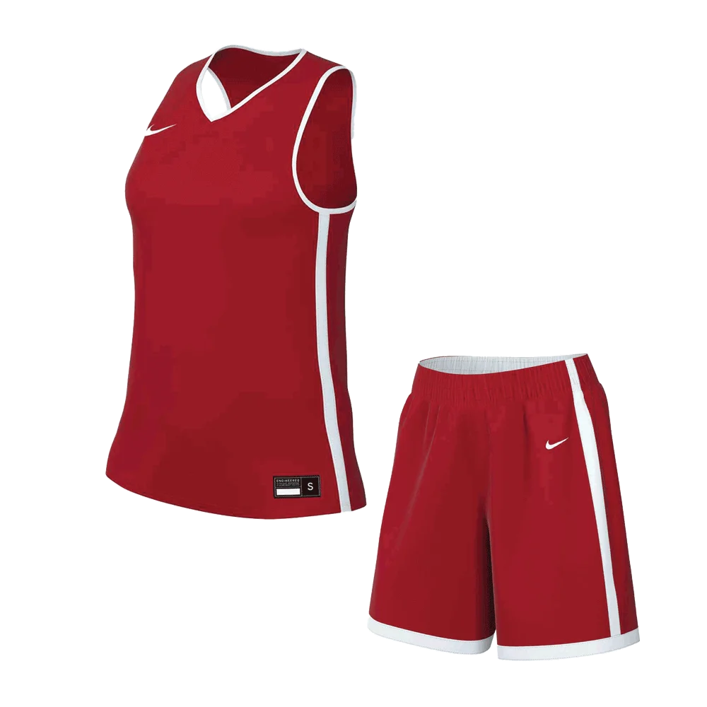 Nike Women's Elite Basketball Set - Jersey and Shorts Pair Red Color Front view