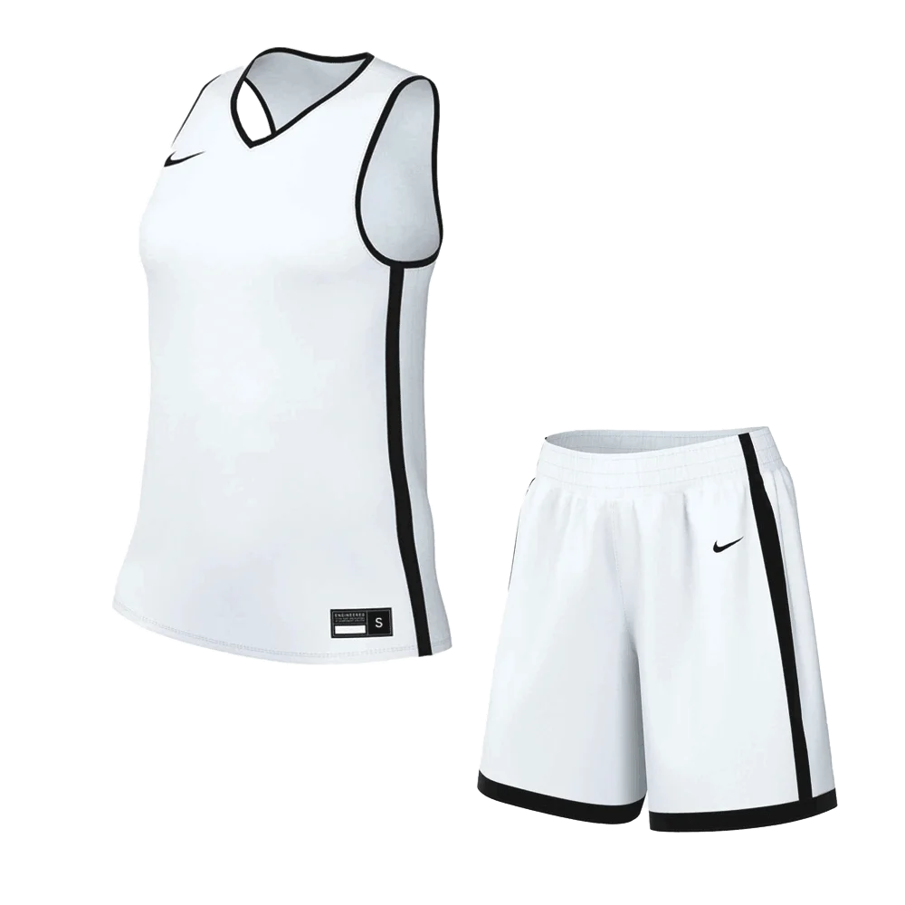 Nike Women's Elite Basketball Set - Jersey and Shorts Pair White Color Front view