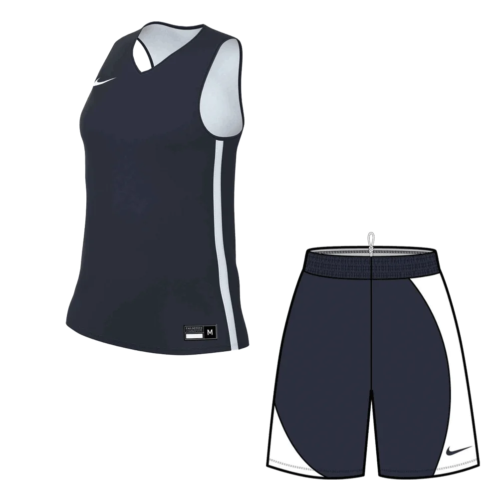 Nike Women's Elite Practice Basketball Set - Jersey and Shorts Pair Navy/White Color Front View