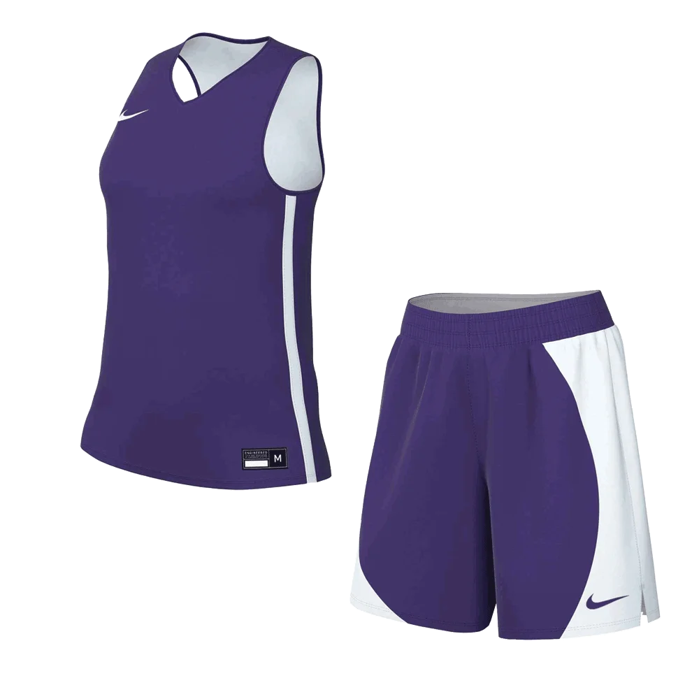 Nike Women's Elite Practice Basketball Set - Jersey and Shorts Pair Purple/White Color Front View
