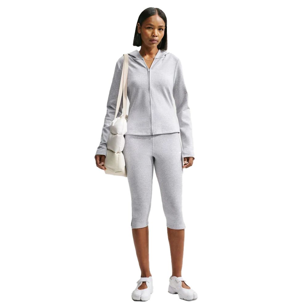 Nike Women's Sportswear Chill Jersey Tight High-Waisted Capri Leggings Grey Color