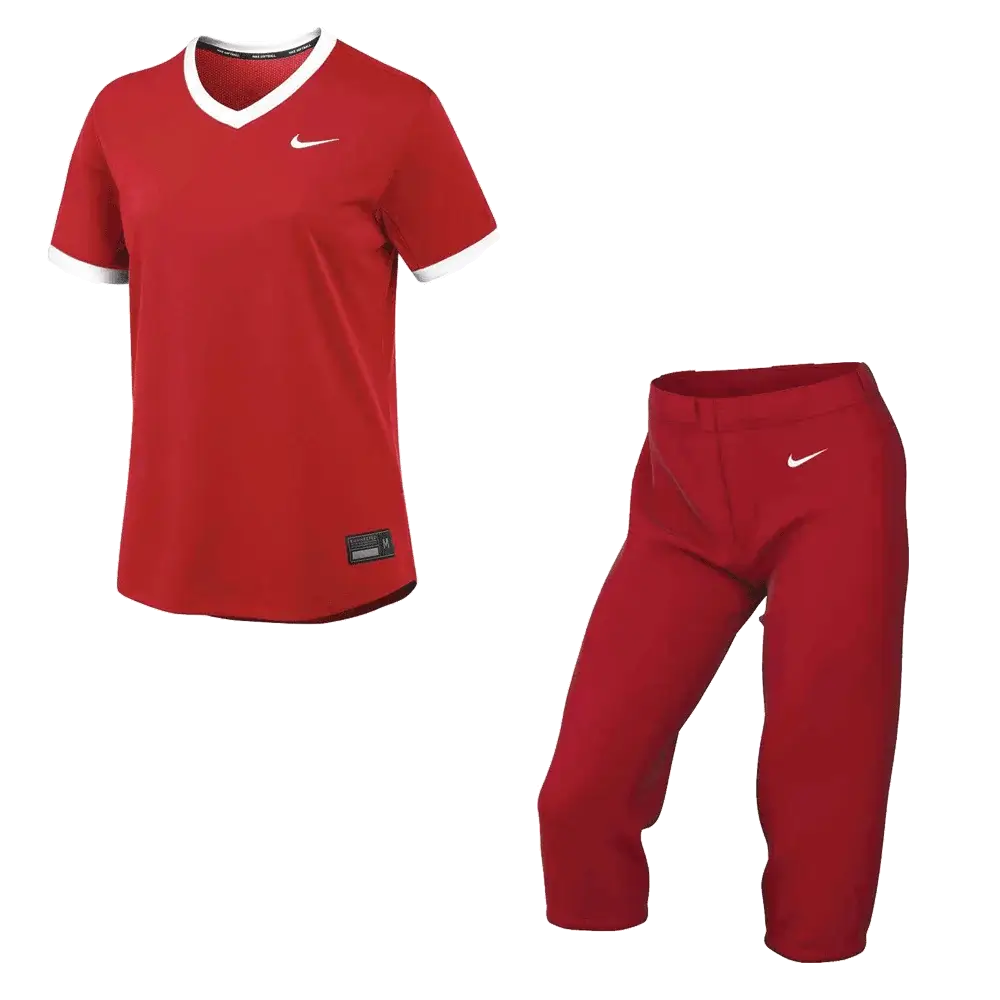 Nike Women's Stock Vapor Select2 Set - V-neck Jersey and Pants Red Color
