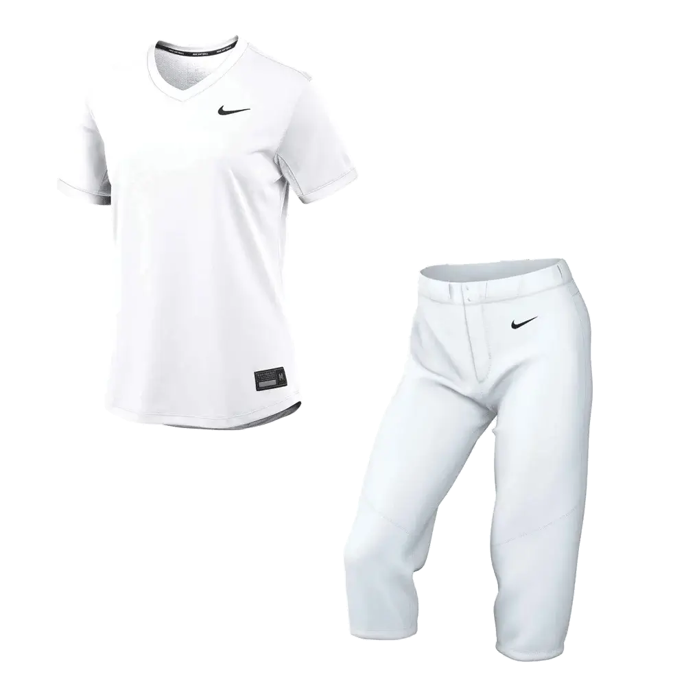 Nike Women's Stock Vapor Select2 Set - V-neck Jersey and Pants White Color