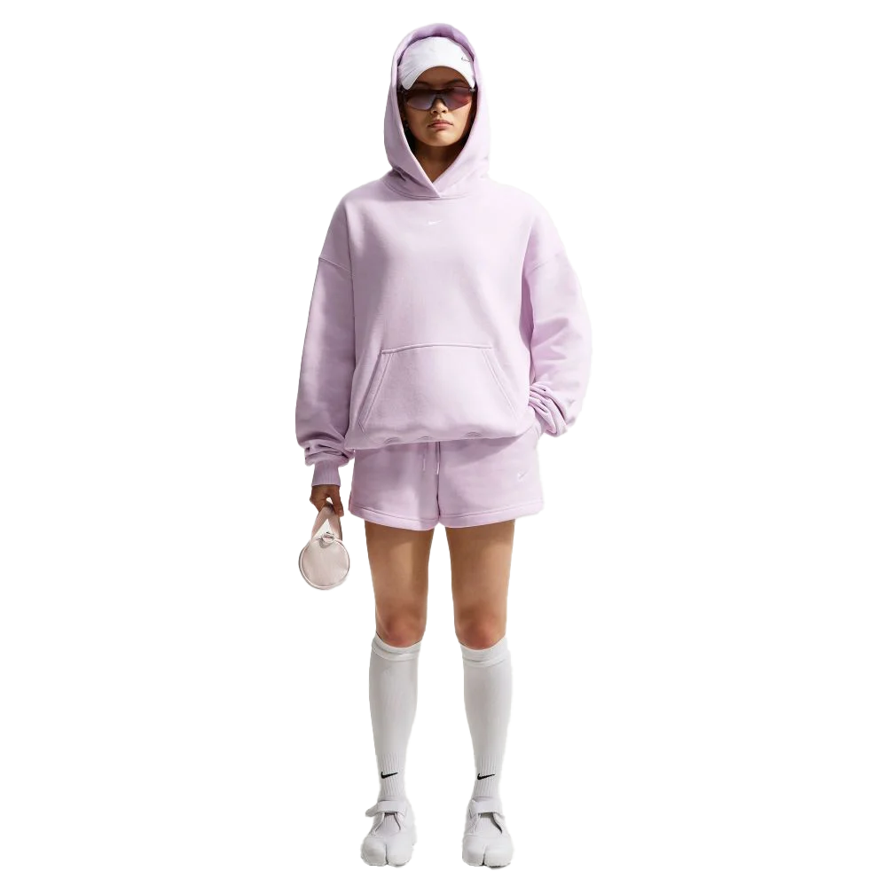 Nike Women's Studio Fleece Medium Weight Mid-Rise Shorts Pink Color