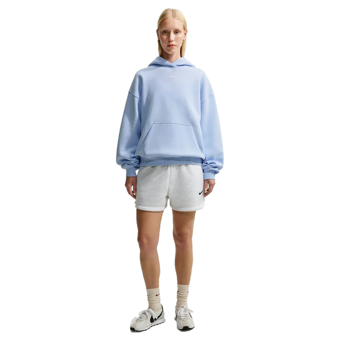 Nike Women's Studio Fleece Medium Weight Oversized Pullover Hoodie Blue Color