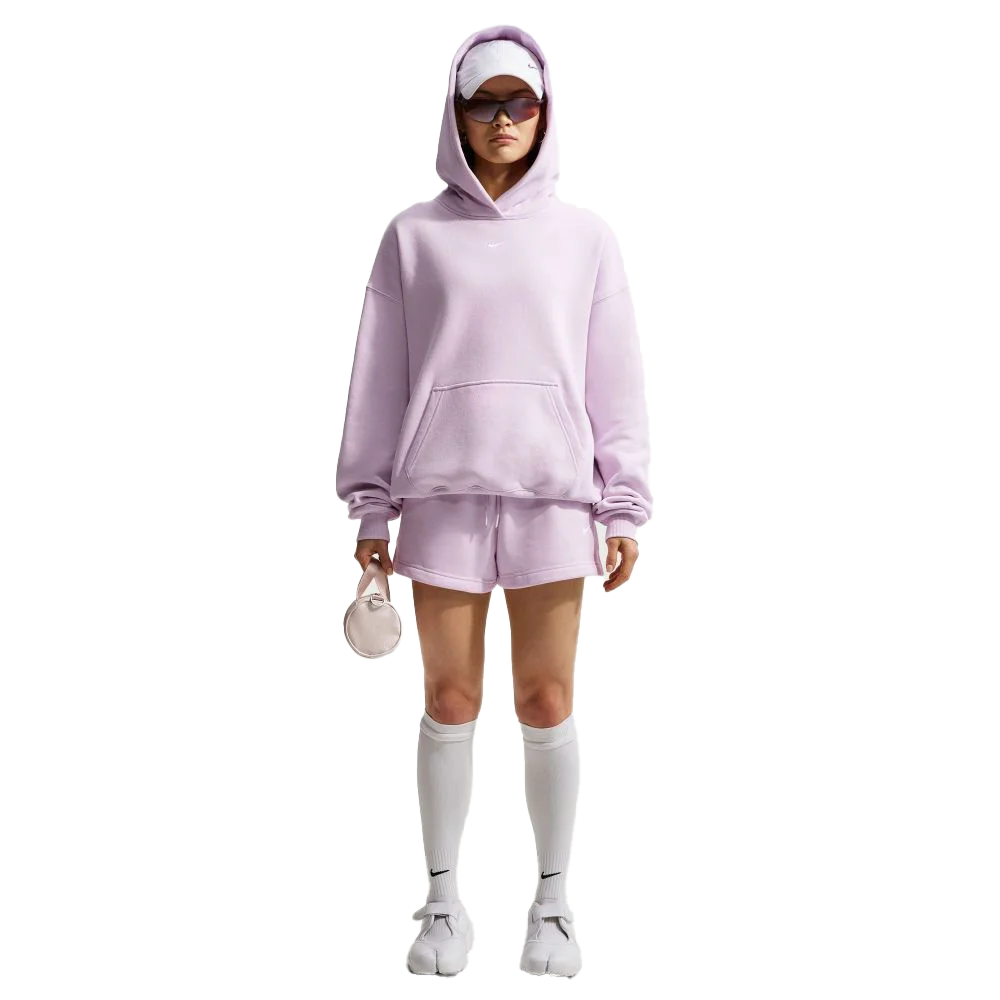 Nike Women's Studio Fleece Medium Weight Oversized Pullover Hoodie Pink Color