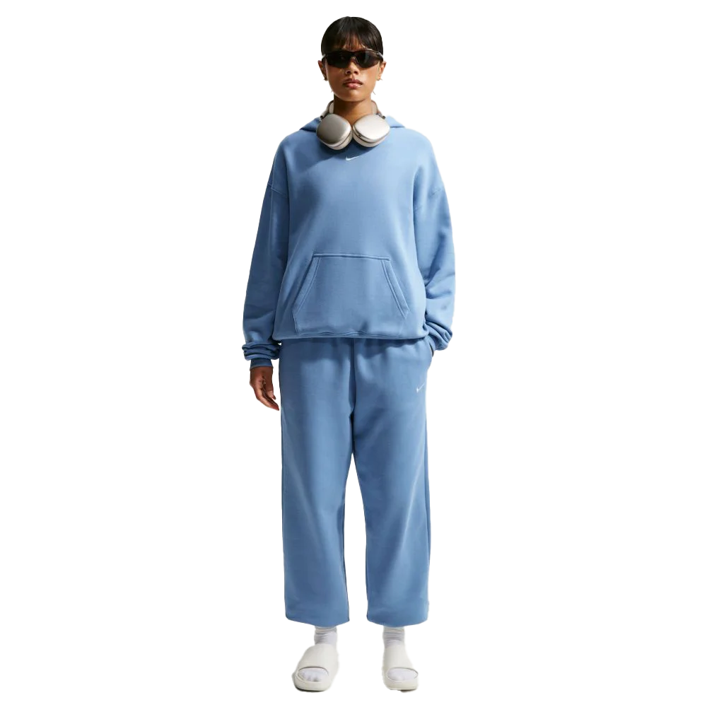  Nike Women's Studio Fleece Medium Weight Oversized Pullover Hoodie blue Color.