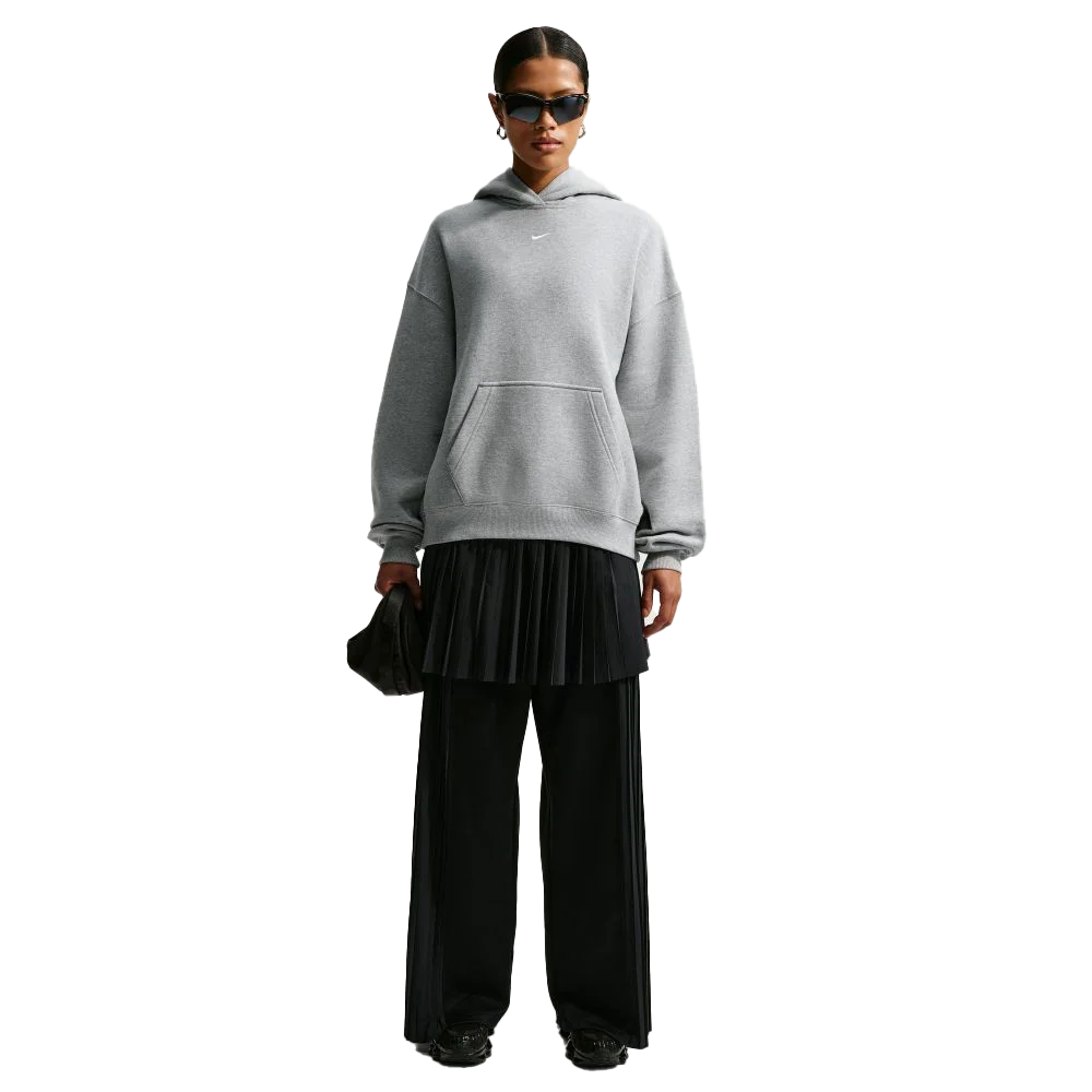  Nike Women's Studio Fleece Medium Weight Oversized Pullover Hoodie gray Color.