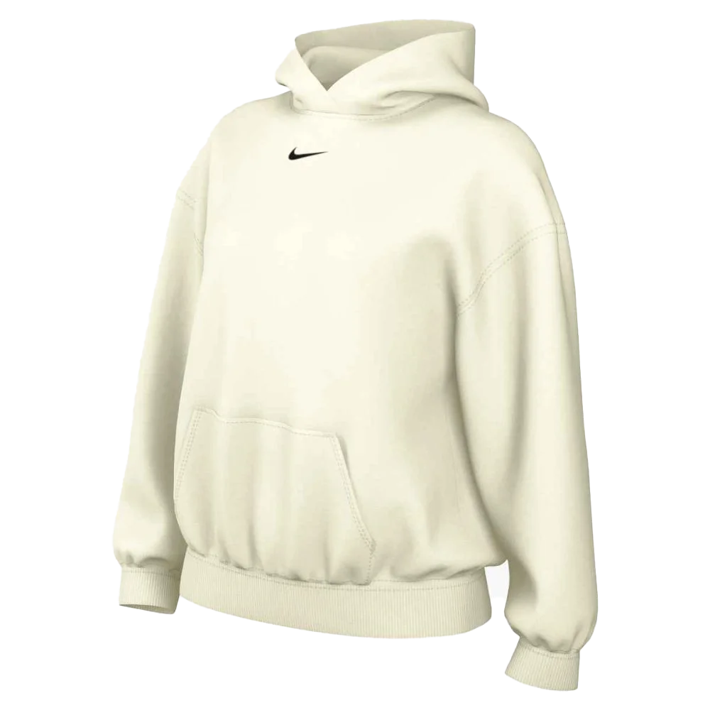  Nike Women's Studio Fleece Medium Weight Oversized Pullover Hoodie white Color.