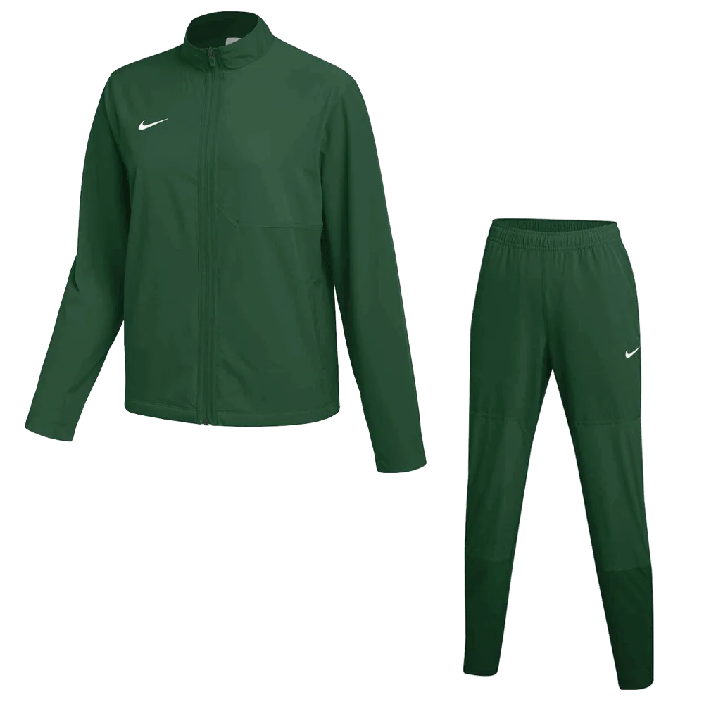 Nike Women's Team Dry Woven Set - Jacket and Pants Pair Green Color Front View