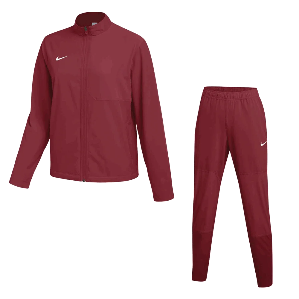 Nike Women's Team Dry Woven Set - Jacket and Pants Pair Maroon  Color Front View