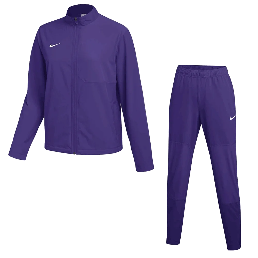 Nike Women's Team Dry Woven Set - Jacket and Pants Pair Purple Color Front View