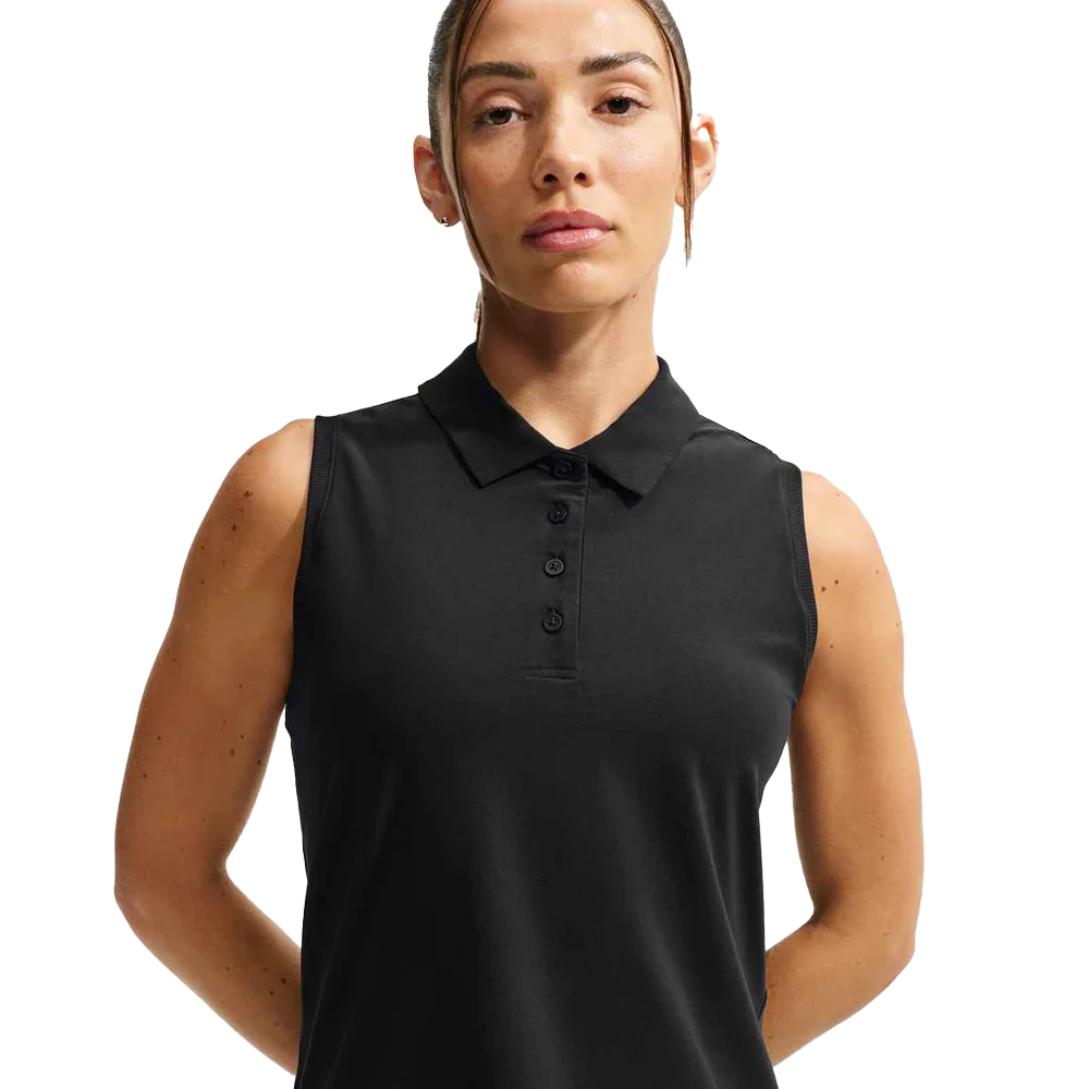  Nike Women's Victory Dri-FIT Sleeveless Polo Black Color
