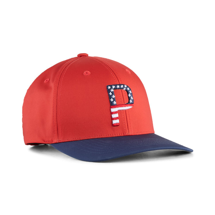 Puma Golf Pars And Stripes 6 Panel Red Color.