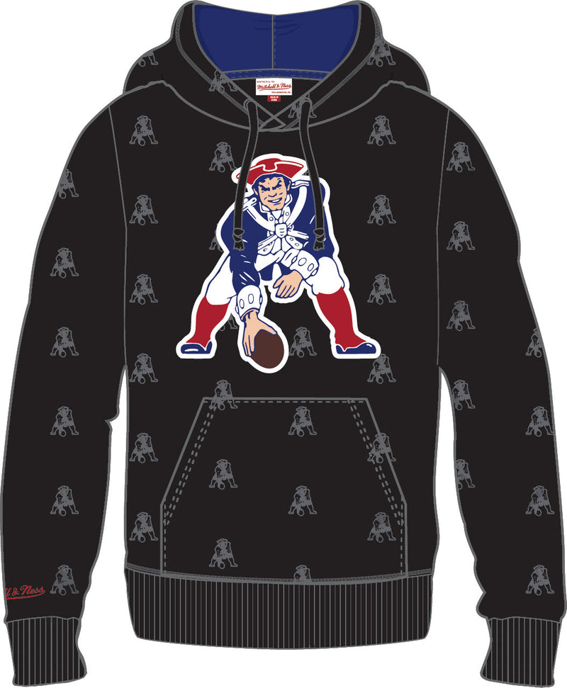 Sudadera con capucha de forro polar con estampado integral de los New England Patriots de Mitchell & Ness 