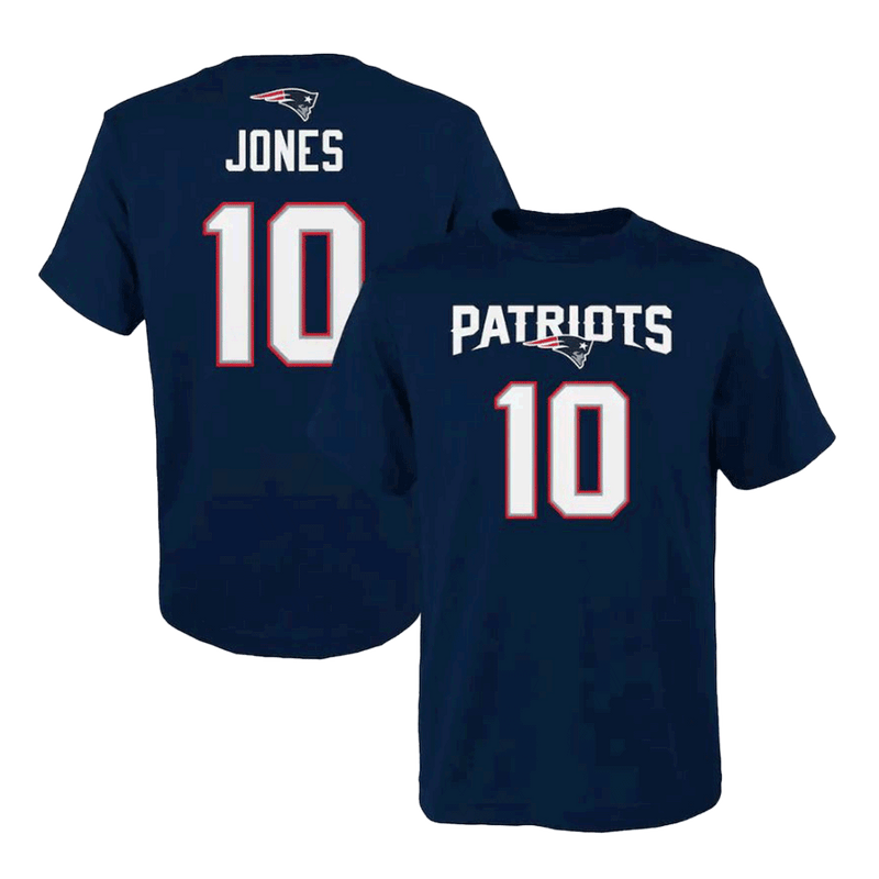Mac Jones New England Patriots Youth Mainliner Player Name & Number T-Shirt - Navy