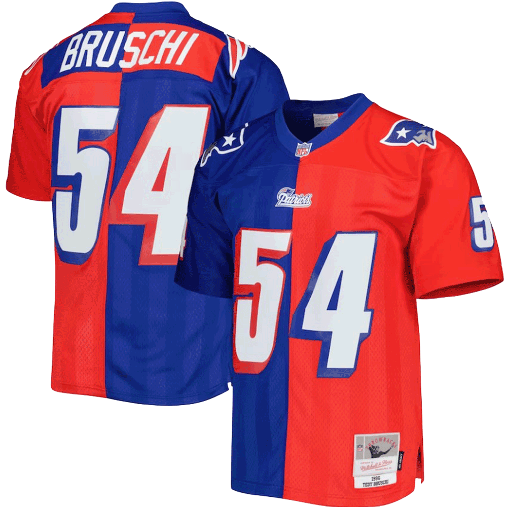 Tedy Bruschi New England Patriots Mitchell & Ness Royal/Red Tedy Bruschi New England Patriots Mitchell & Ness Royal/Red