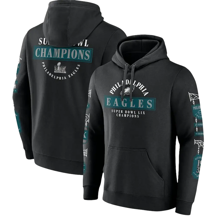 Philadelphia Eagles Super Bowl LIX Champions Black Pullover Hoodie black color