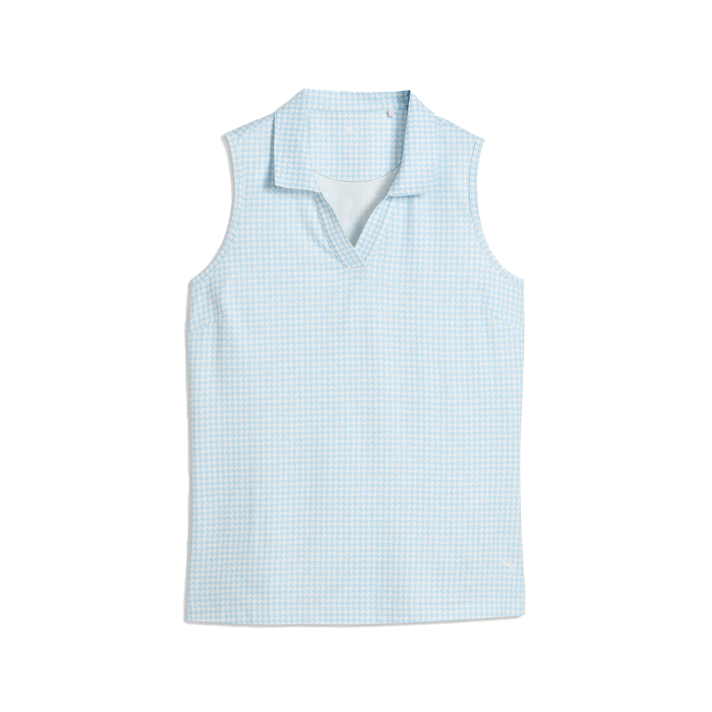 Puma Golf Women's CLOUDSPUN Mono Check Sleeveless Polo Blue color