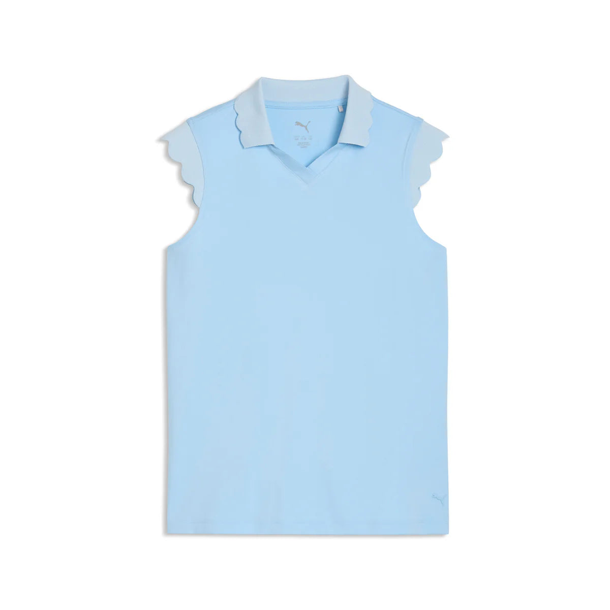 Puma Golf Girl's CLOUDSPUN Scallop Sleeve Polo blue color.