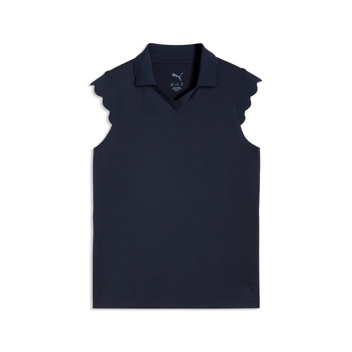 Puma Golf Girl's CLOUDSPUN Scallop Sleeve Polo navy color.