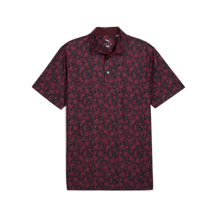 Puma Golf Men's CLOUDSPUN Carmela Floral Golf Polo Maroon Color
