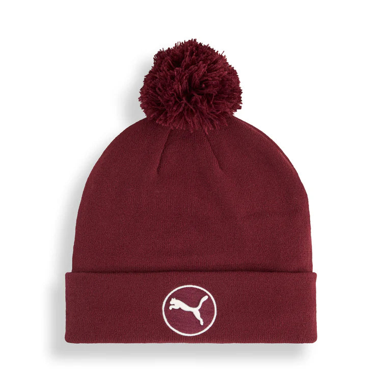 Puma Golf Wrmlbl Removable Pom Beanie Maroon Color.