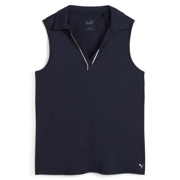 Puma Golf Women Cloudspun Piped SS Polo Navy Color Back View