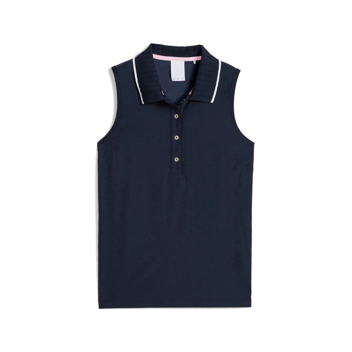 Puma Golf Women's AP Jacquard Sleeveless Polo Navy Color