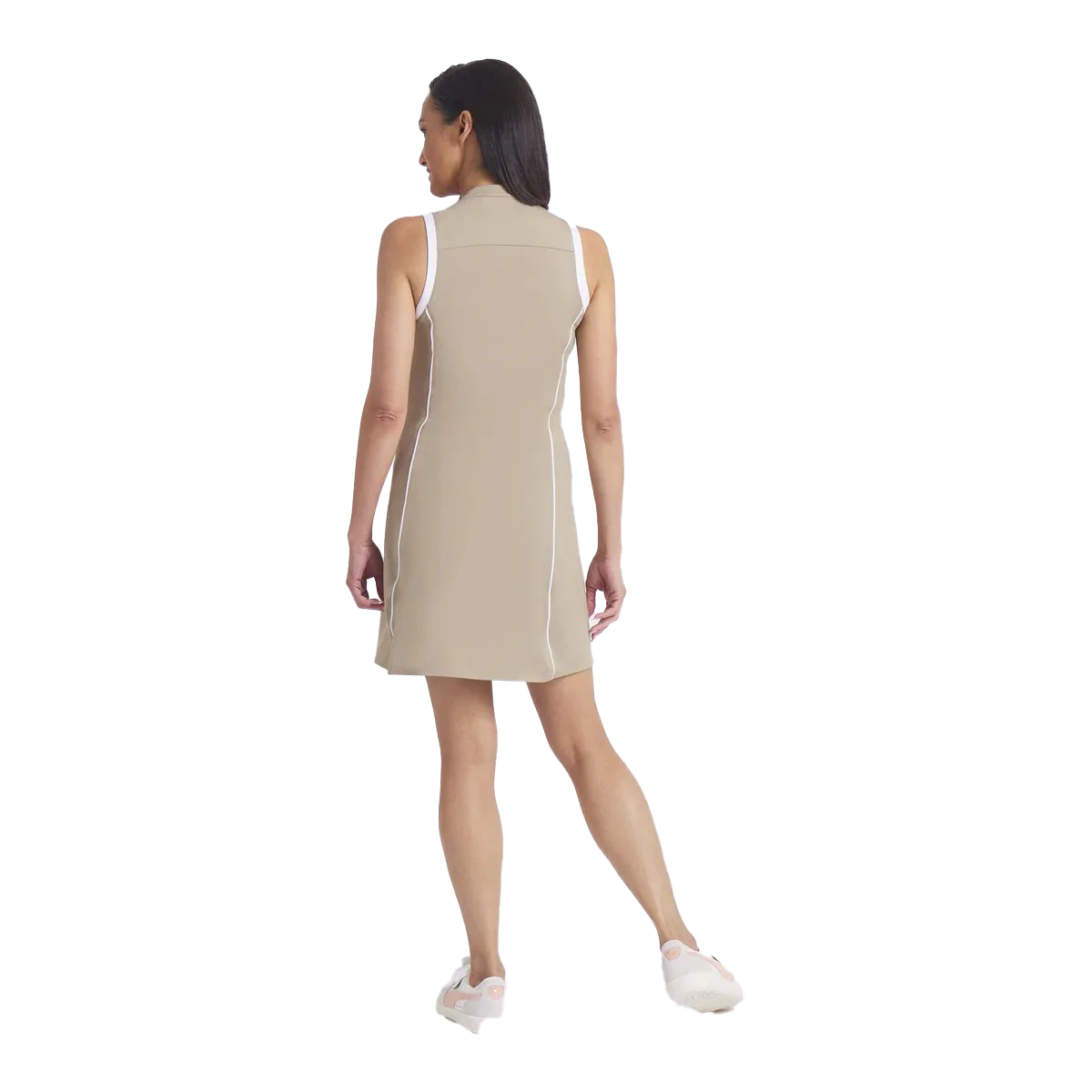 brown golf dress Spencer Tennis Dress for Women, Tennis Golf Dresses with Zipper, Sleeveless Workout Exercise Athletic Dresses Summer Polo Dress "White,L"