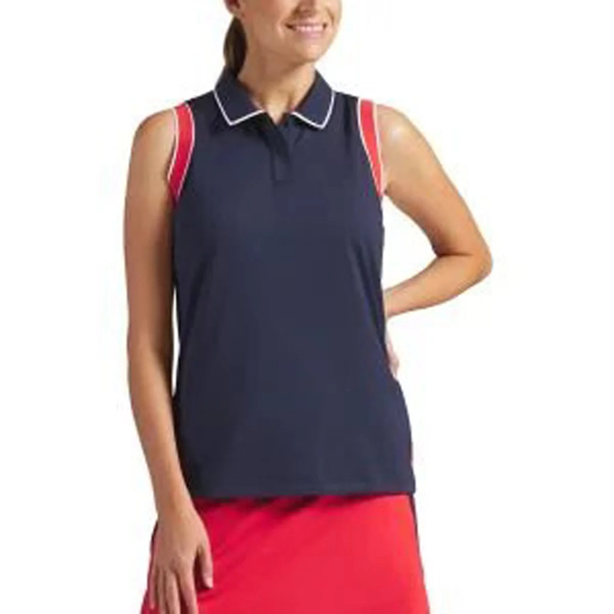 Puma Golf Women's X Volition SOLID SL Polo navy color.