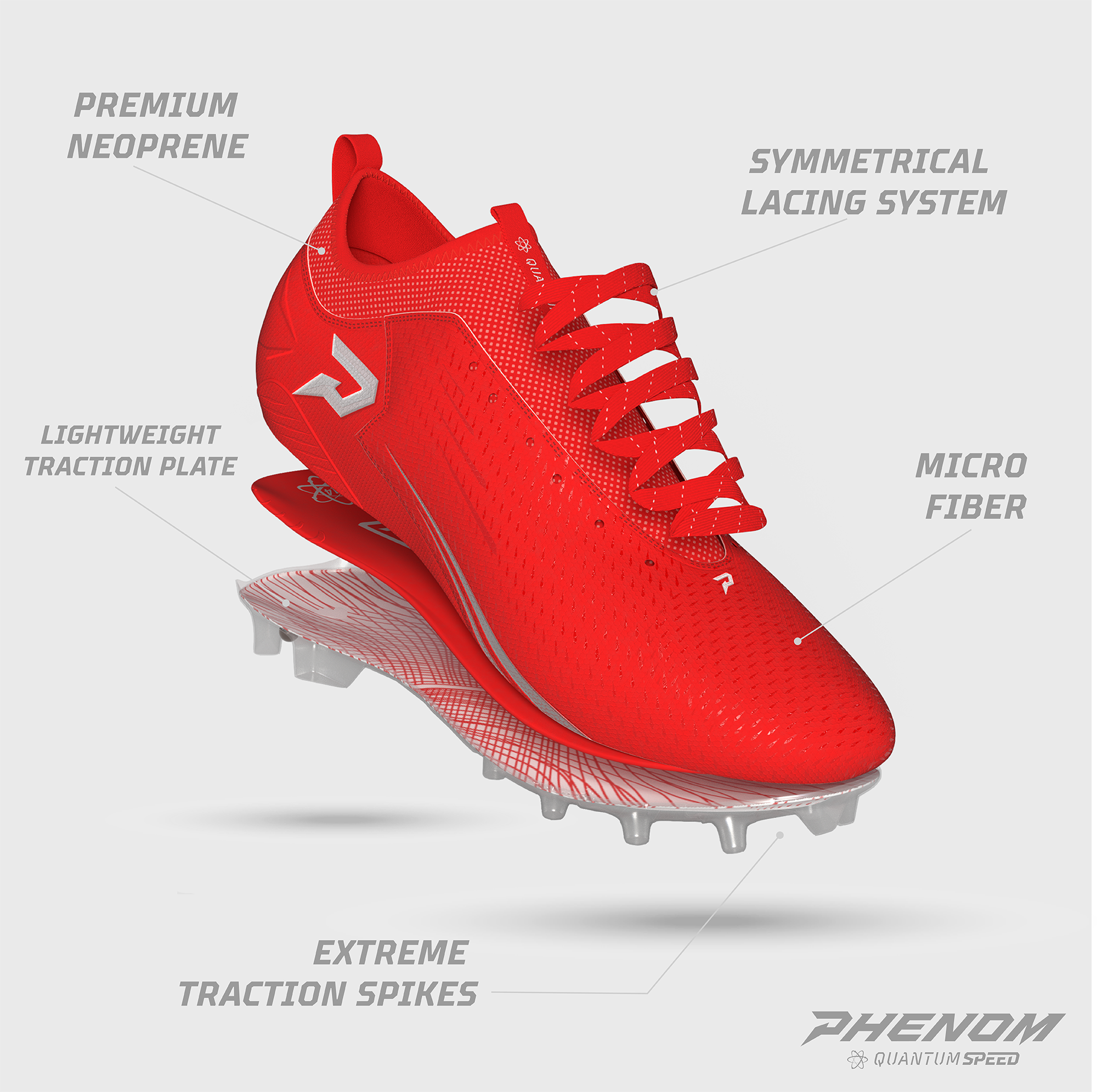 Quantum Speed Football Cleats Red Team Colors Midway Sports