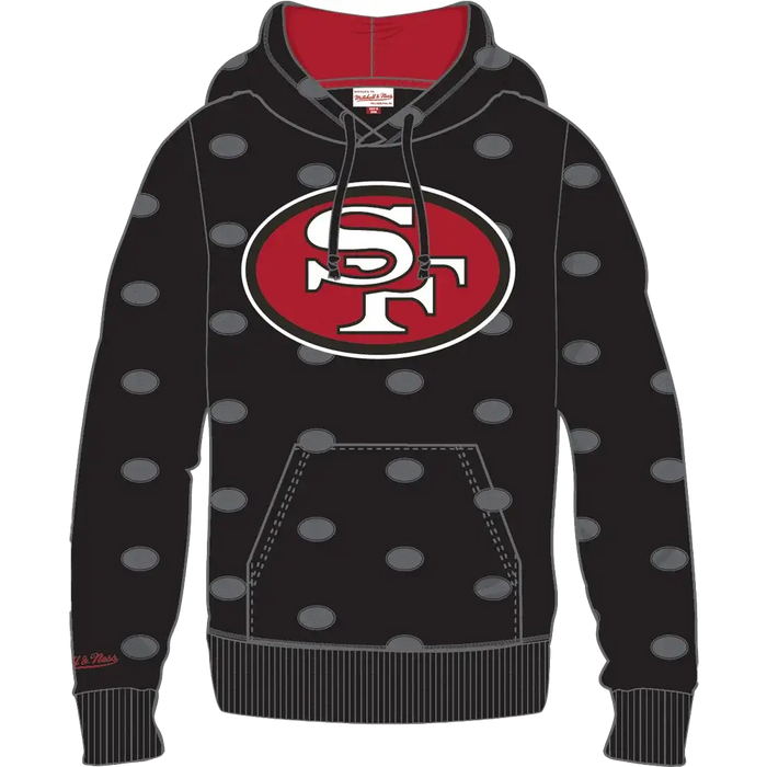 San Francisco 49ers Mitchell & Ness All Over Print Fleece Hoodie black color