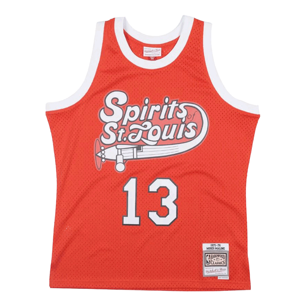 Moses Malone Spirits of St. Louis Mitchell & Ness Orange 1975-76 Hardwood Classics Swingman Jersey