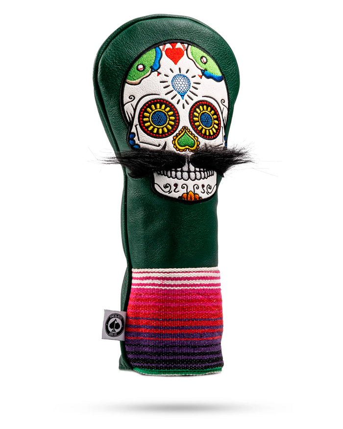 Mustache Sugar Skull - Fairway Cover Green