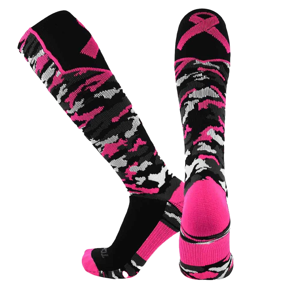 TCK Breast Cancer Awareness Camo Over The Calf Socks- Pack of 3