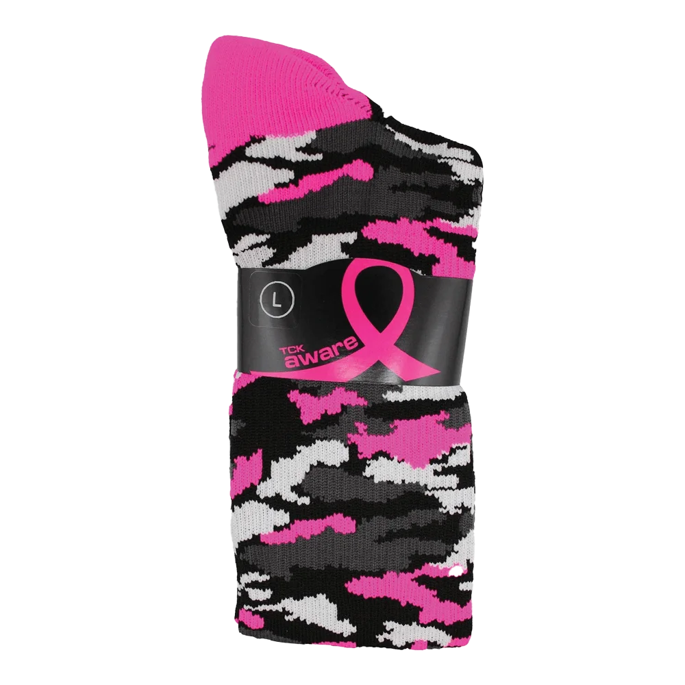 TCK Breast Cancer Awareness Camo Over The Calf Socks- Pack of 3