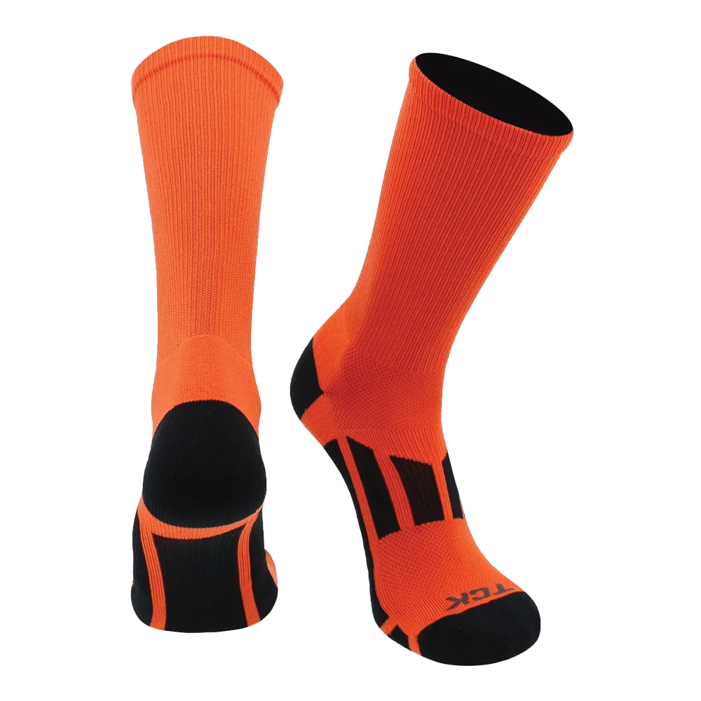 TCK Elite Performance Sports Socks 2.0 Crew Length- Pack of 3 Orange color