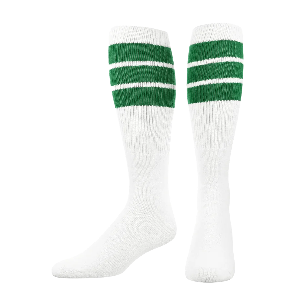TCK Retro Tube Socks 3 Stripes Over the Calf- Pack of 3 Green color 