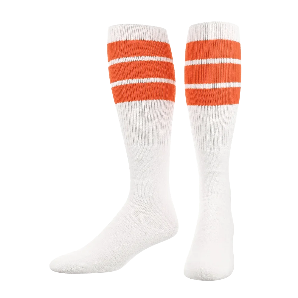 TCK Retro Tube Socks 3 Stripes Over the Calf- Pack of 3 Orange color