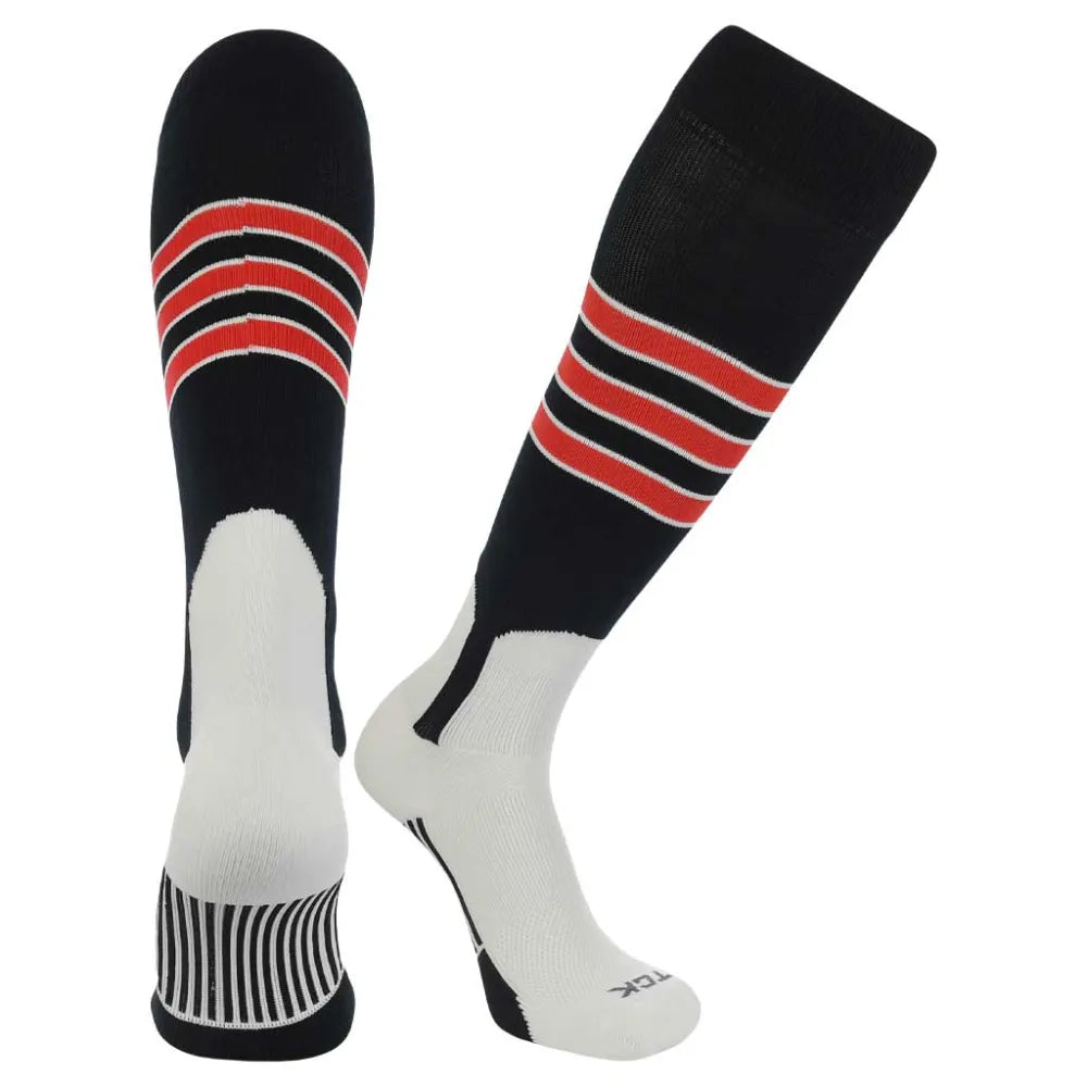 TCK Baseball Stirrup Socks with Stripes - Pack of 3 Black Color